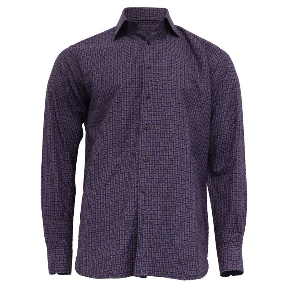 Etro Textured Button-Down Shirt in Violet Cotton
